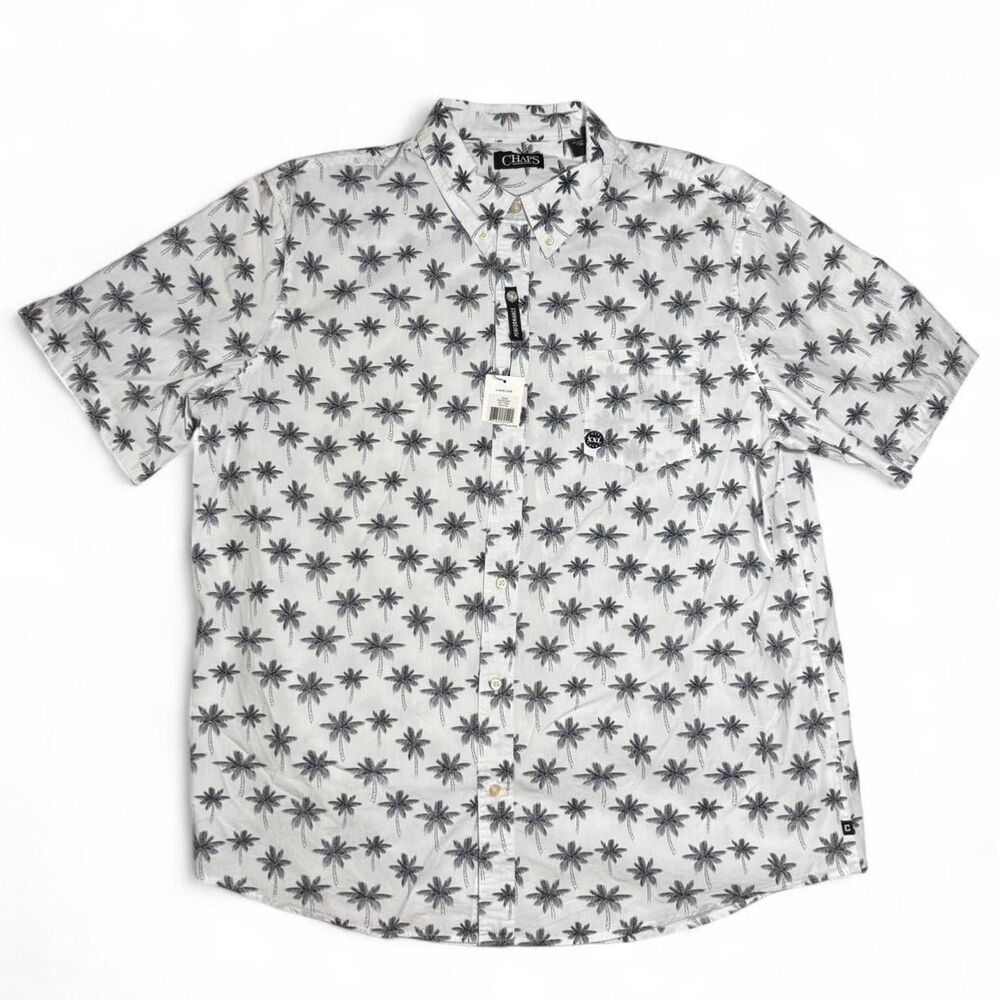 Chaps by Polo Ralph Lauren white & black palm tree button up shirt NWT XXL TTG E